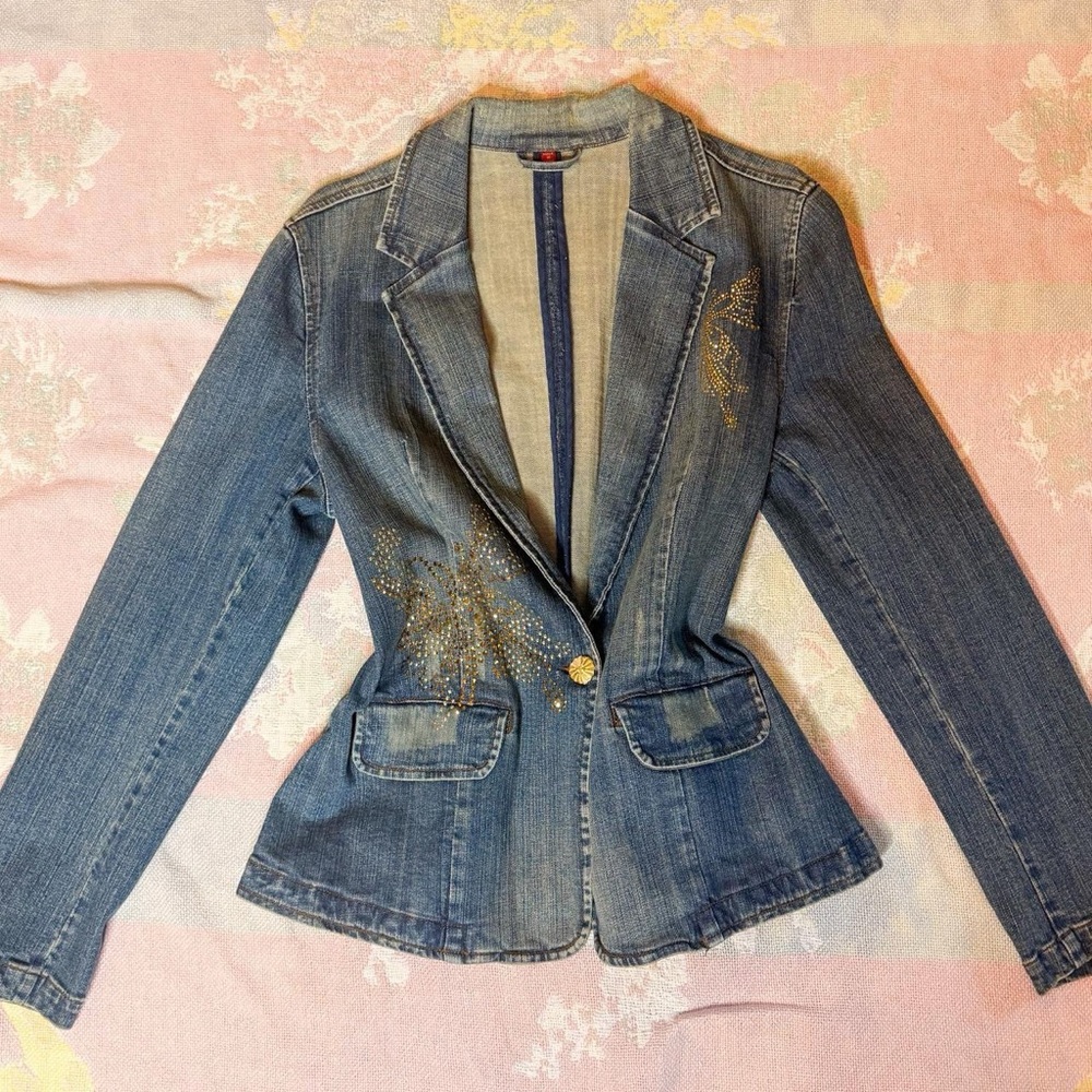 American Exchange Butterfly Denim Blazer M/L
